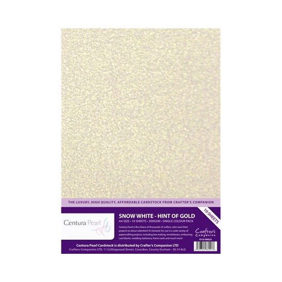 CP10-SWGLD Set 10 coli perlate A4, 300gr, Snow White - Hint of Gold - Crafters Companion