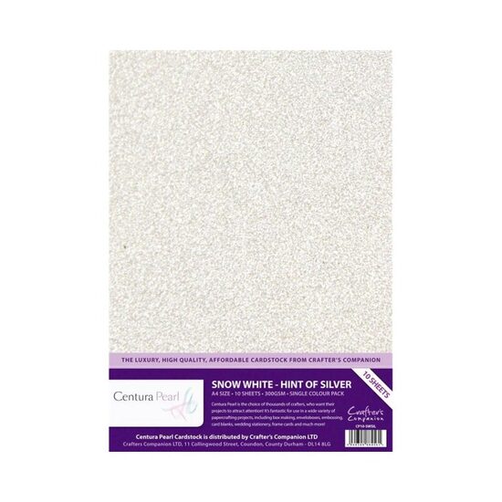 CP10-SWSIL Set 10 coli perlate A4, 300gr, Snow White - Hint of Silver - Crafters Companion