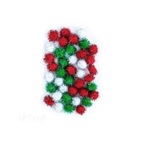 KSPO-040 Set 40 Pom-Pom diverse nuante cu imsertii metalice 2 cm - DP CRAFT