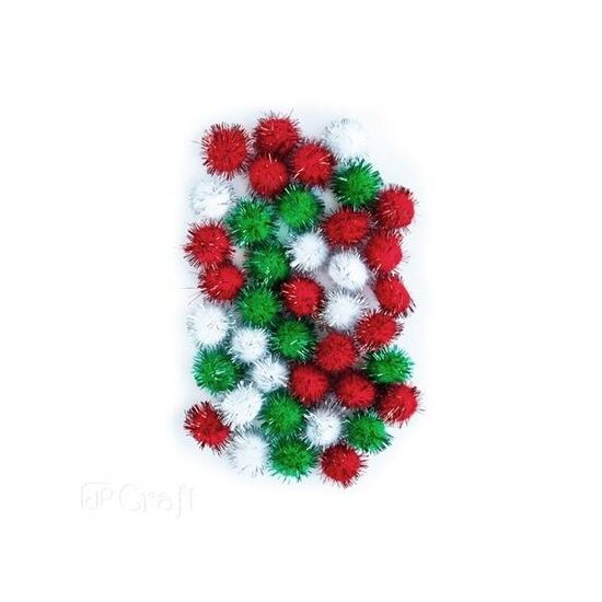 KSPO-040 Set 40 Pom-Pom diverse nuante cu imsertii metalice 2 cm - DP CRAFT