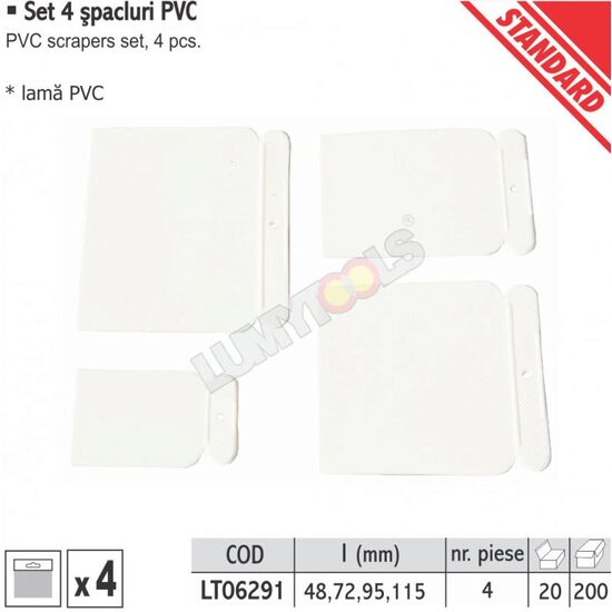 LT06291 Set 4 spacluri / raclete PVC - Lumytools