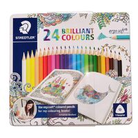 157 M24JB Set 24 creioane colorate Ergo Soft in cutie metalica - Adult Coloring - Staedtler