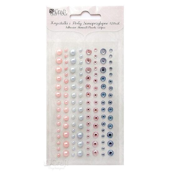 GRKP-002 - Set 120 perlute si strasuri adezive - roz / albastre - DP CRAFT