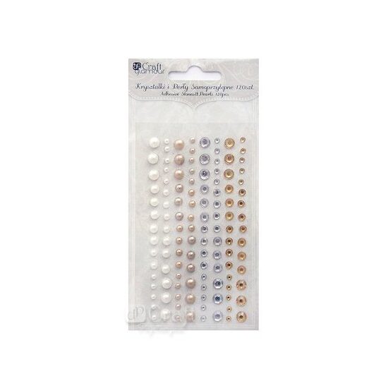 GRKP-005 - Set 120 perlute si strasuri adezive - albe/crem/aurii/albastre - DP CRAFT