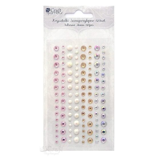 GRKR-020 - Set 120 perlute si strasuri adezive - roz/albe/aurii - DP CRAFT