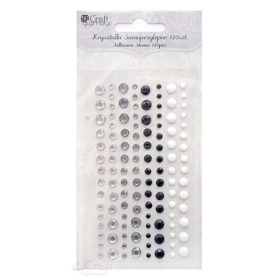 GRKR-021 - Set 120 perlute si strasuri adezive - albe/gri/negre - DP CRAFT