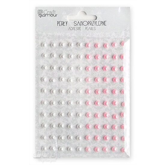 GRPE-001 - Set 100 perlute adezive - albe/roz - DP CRAFT
