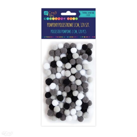KSPO-032 - Set 120 accesorii pom-pom alb/negru, 1 cm - DP CRAFT