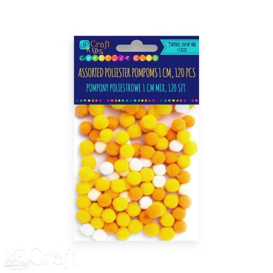 KSPO-053 - Set 120 accesorii pom-pom galbeni, 1 cm - DP CRAFT
