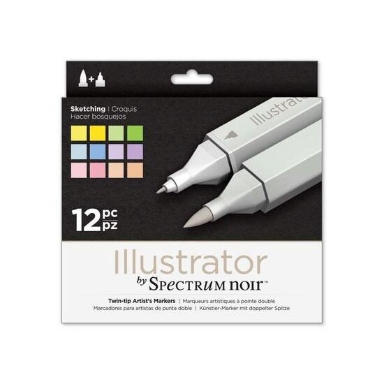 SPECN-IL12-SKE - Set 12 markere Spectrum Illustrator - Sketching - Crafters Companion