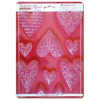 K3PTA425 - Matrita plastic A4 - 21x29cm - Textured hearts - Stamperia