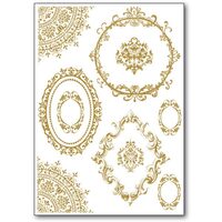 DFTD16 - Rub-on - Abtibild - stiker decorativ auriu - ornament - 15x22cm - Stamperia