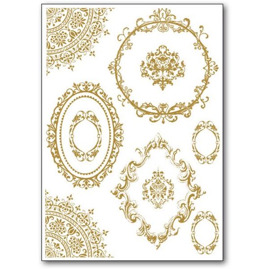 DFTD16 - Rub-on - Abtibild - stiker decorativ auriu - ornament - 15x22cm - Stamperia