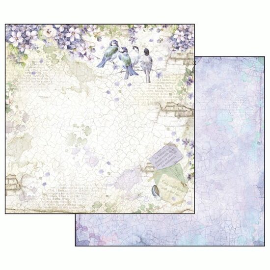 SBB503 - Hartie scrapbooking 31.2X30.3CM - Flower alphabet birds in violet - Stamperia