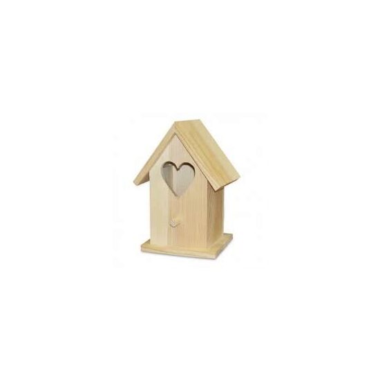 KL130 - Casuta mini lemn cu inimioara - Stamp/ Pentart