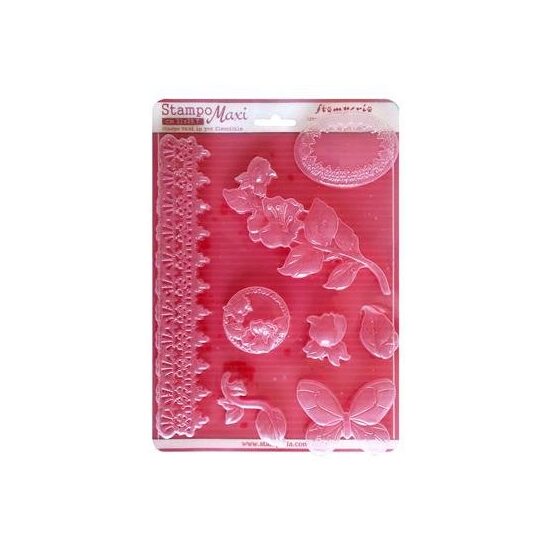 K3PTA436 - Matrita plastic A4 - 21x29cm - Flowers and lace - Stamperia