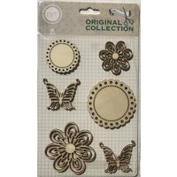355463 - Figurine lemn - cerc/flori/fluturi - ANT-CH