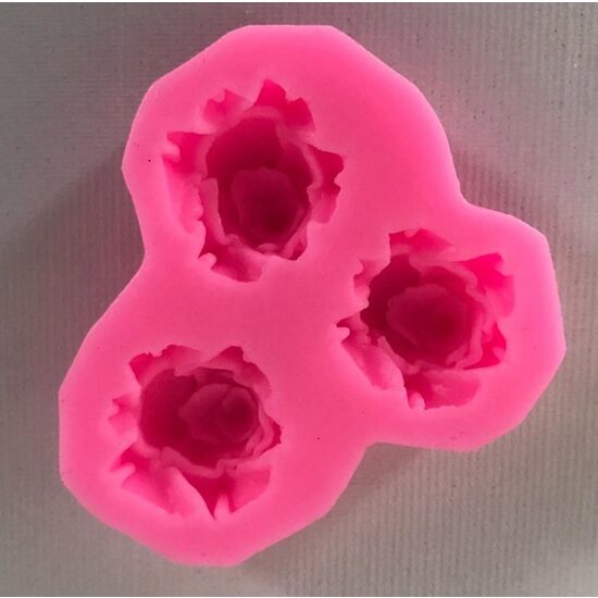 28200 Mulaj silicon roz - 6.5x5.5cm - 3 trandafiri - Pentart
