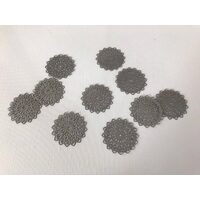 29996 - Set 10 pandantive rotunde 3.5.cm - rozete nuanta nichelului - Pentart