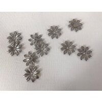 29961 - Set 10 accesorii floricele 2.5cm - nuanta nichelului - Pentart