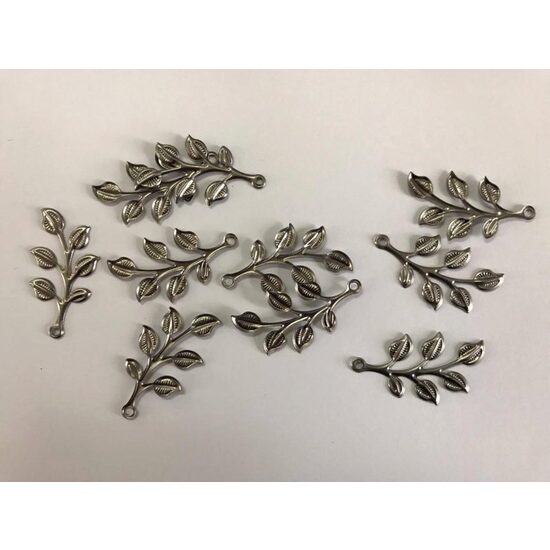 29985 - Set 10 accesorii frunzulite 3.7cm - nuanta nichelului - Pentart