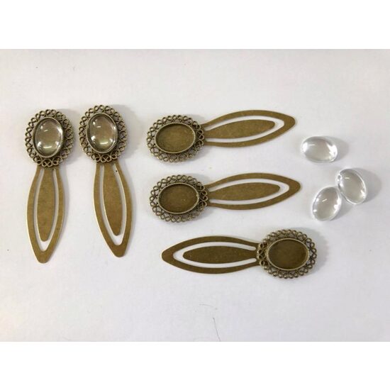 26224 - Set 5 accesorii, agrafe hartie bronz cu lentila - Pentart