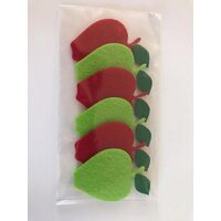 23228 - Set 6 figurine fetru - mere rosii si verzi - 6.2x4.3cm - Pentart