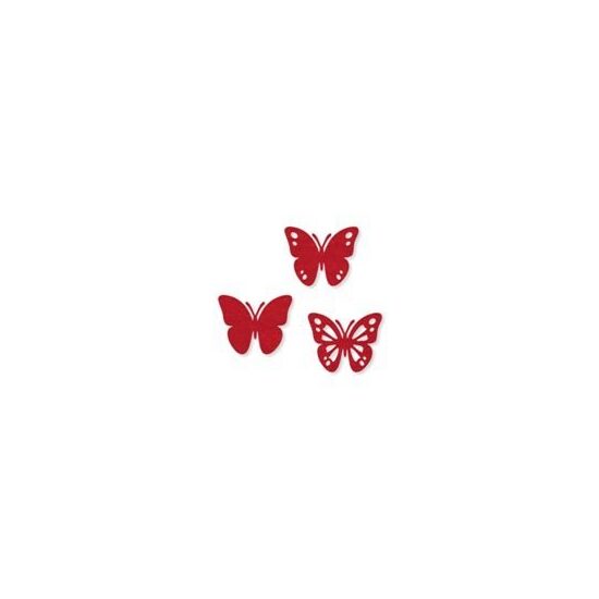 62316-035-77 - Set 12 figurine din fetru - fluturi - rosii - CS-R