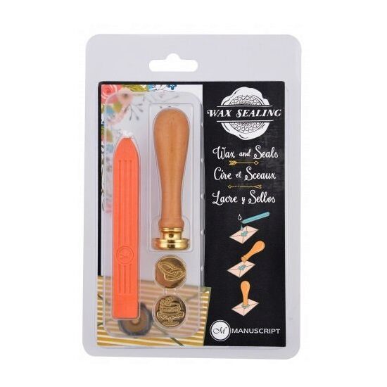 MSH739EMO - Set 2 sigilii cu maner + baton de ceara peach - inele/tort