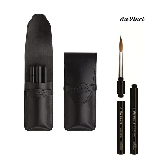 5382-1535 Set 3 pensule pentru voiaj MAESTRO + husa din piele - Da Vinci