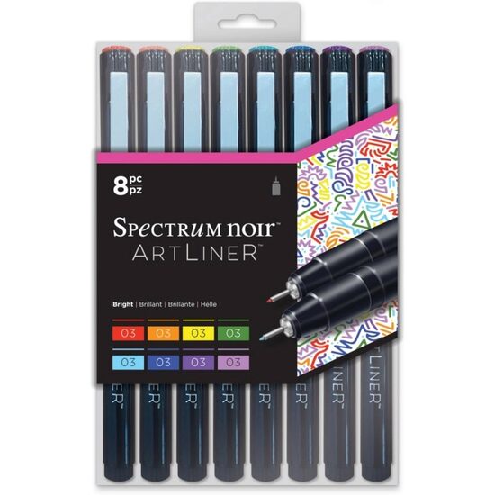 SPECN-AL8-BRI Set 8 linere, diverse culori, Artliner 0.3 BRIGHT - Crafters Companion