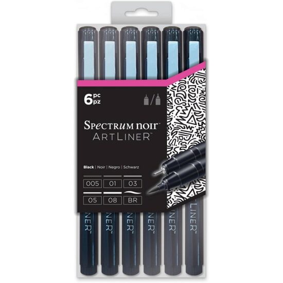 SPECN-AL6-BLK Set 6 linere negre, Artliner BLACK - Crafters Companion