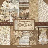 SBBL32 - Bloc 10 coli scrapbooking cu 2 fete, 30.5x30.5cm, 170gr. - Old lace collection - Stamperia