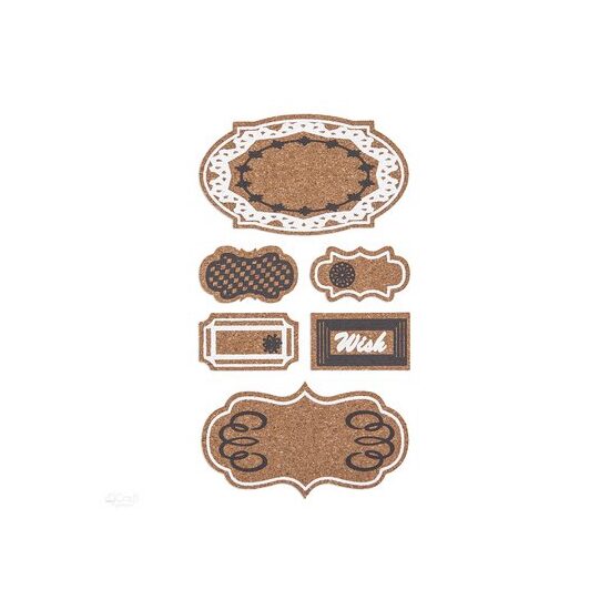 DPKR-002 Set 6 stickere autoadezive din pluta - Tags - DP CRAFT