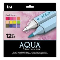 SPECN-AQ12-FLO Set 12 Markere Spectrum Aqua - Floral - Crafters Companion