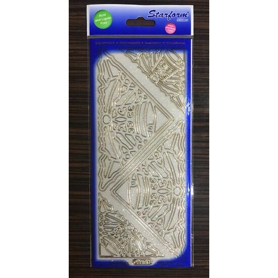 2210 - Sticker auriu cu glitter - colturi cu clopotei - INTER.D