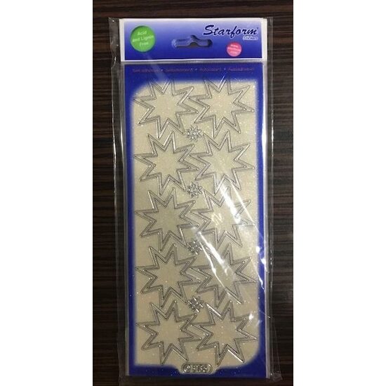 3185 - Sticker argintiu cu glitter - stele - INTER.D