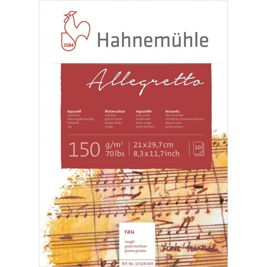 10628009 Bloc A4 pentru acuarela Allegretto - rough - 150gr/mp, 10 coli - Hahnemuhle