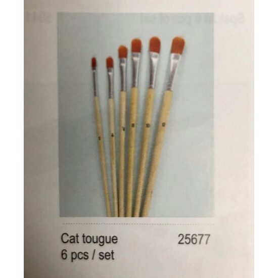 25677 - Set 6 pensule sintetice limba de pisica - Pentart