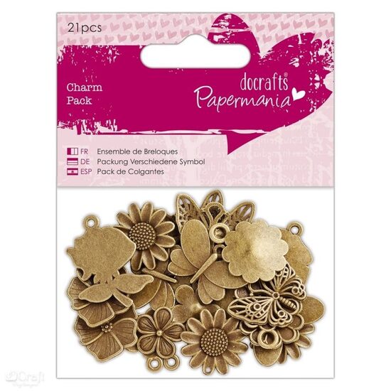 PMA-356014 Set 21 medalioane bronz - flori si fluturi - DP CRAFT