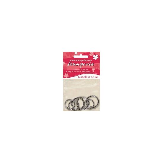 SBA13 - Set 6 inele metalice, 2.5 cm si 3 cm - Stamperia