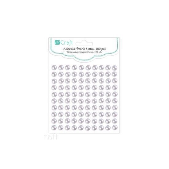 GRPE-038 - Set 100 perlute autoadezive 8 mm - albe - DP CRAFT