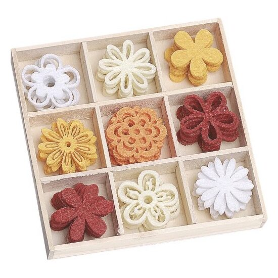218001203 - Set 45 figurine fetru, floricele 2.2cm - Knorr Prendell