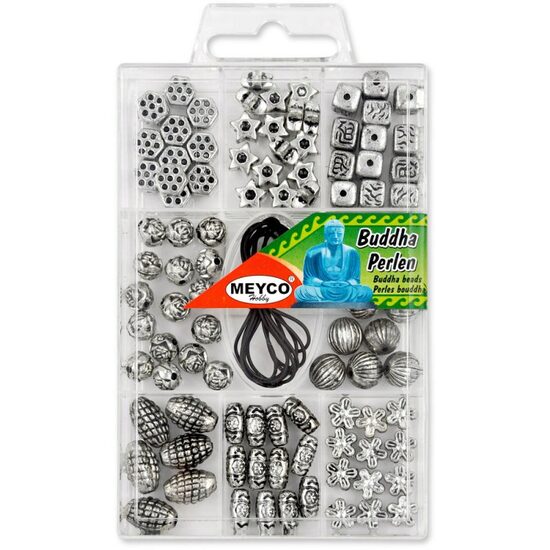 132-53 - Mix margele plastic cu snur, 17gr - model Buddha - Meyco