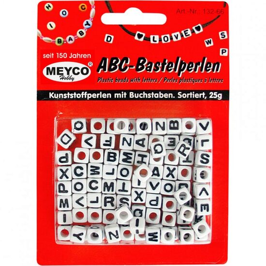132-66 - Mix margele plastic, cub cu litere, 25gr - Meyco