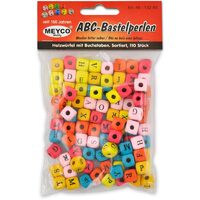 132-88 - Mix margele lemn color, cub cu litere - 9mm, 110buc - Meyco