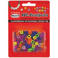 132-91 - Mix margele plastic color, cub cu litere, 7mm, 25gr - Meyco