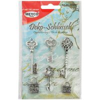 61540 - Set 6 chei + lacate decorative metal, 17x25mm/20x68mm - Meyco