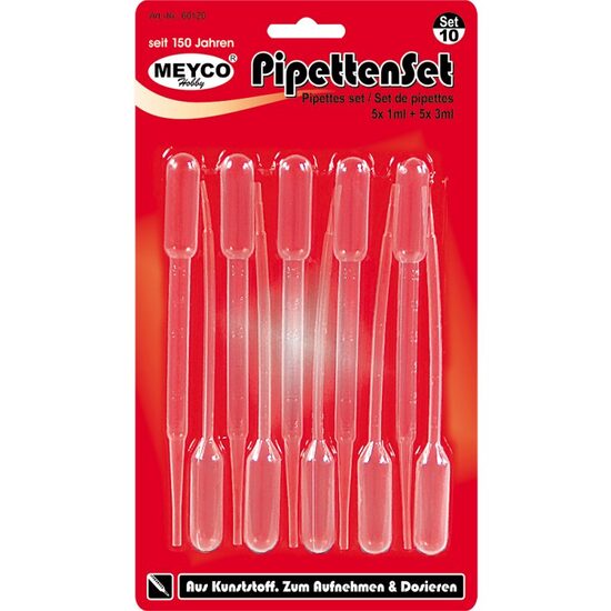 60120 - Set 10 pipete plastic - 5x1ml si 5x3ml - Meyco