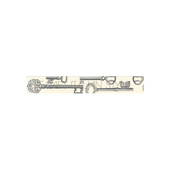 NST002 - Panglica printata bumbac 15mm x 5m - Vintage keys - Stamperia